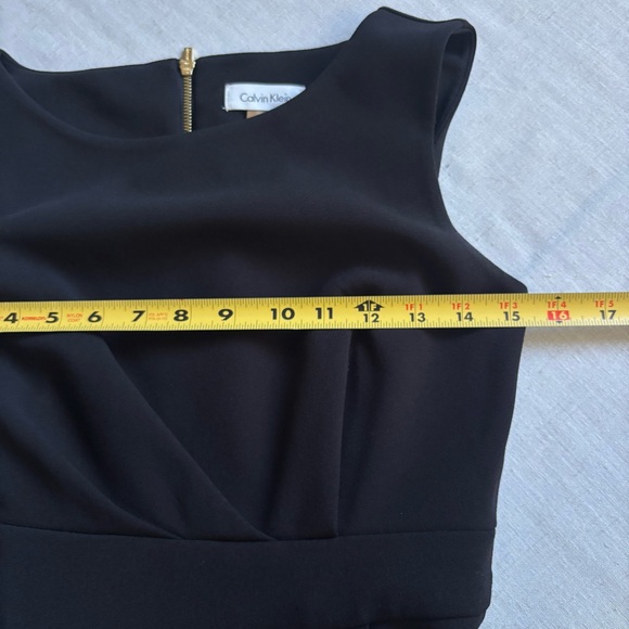 Calvin Klein Black Sheath Midi Dress Size 4 Career Cocktail Chic - Picture 5 of 12